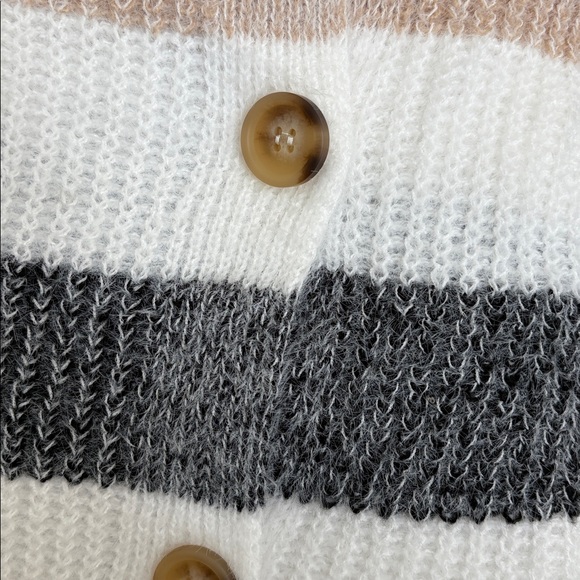Fall autumn ๐ Cozy Striped Cardigan Sweater new button down soft brand new - Picture 4 of 7